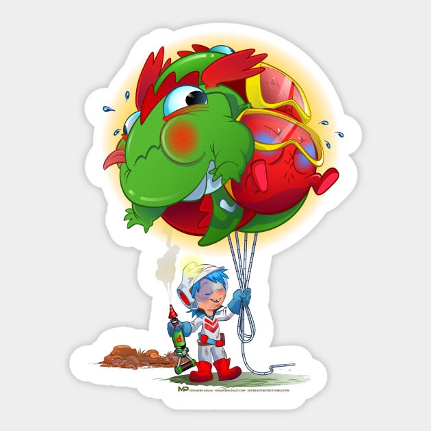 Dig Dug Balloons for Sale Sticker by markpaulik